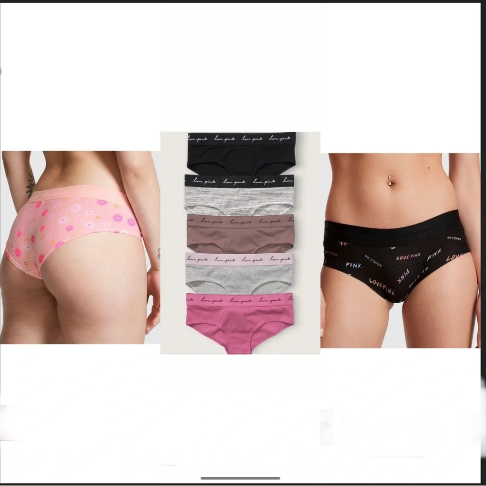 Victoria’s Secret Pink 5 pack hipster cotton panties neutral color PINK bundle